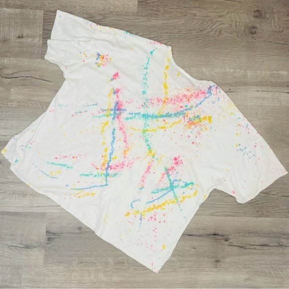 Vintage fresh ideas paint splatter rainbow pastel t shirt w/  bows 90s 22w - Picture 5 of 5